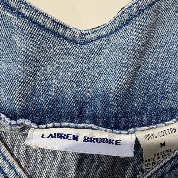 Lauren Brooke Vintage 1980's Denim & Plaid Overalls Romper Women's Size MED - Picture 15 of 16